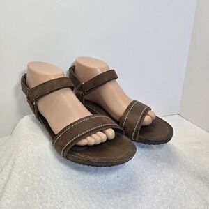 Teva Women's 9.5 Wedge Sandals Tan Ysidro Stitch Leather Travel Boho Comfort